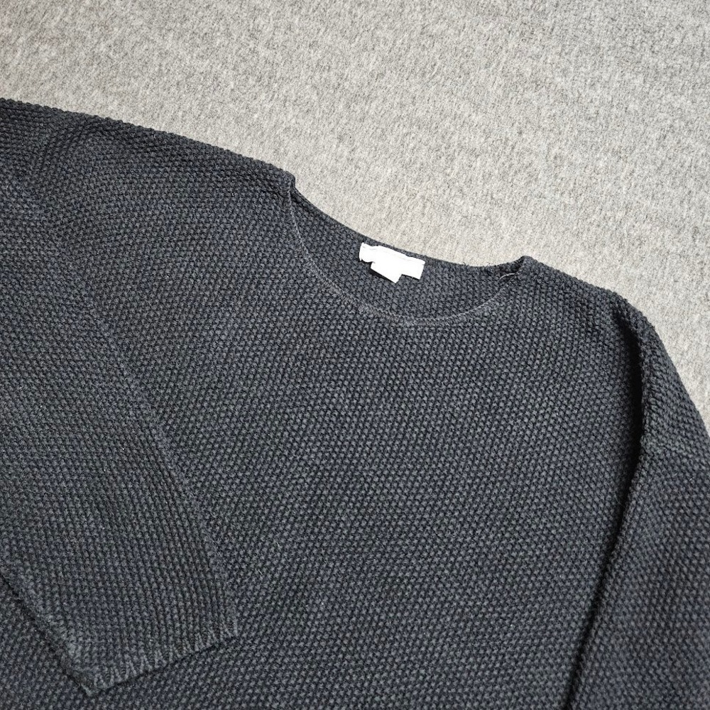 Cherokee Sweater Womens XL Gray 100% Cotton Waffle Knit Made in USA Crewneck